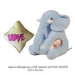 Yastık Hediyeli-Uyku Arkadaşım Peluş Fil - Büyük Yumuşacık(85 Cm)- Sevgiliye Hediye - Mavi