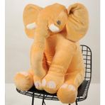 Yastık Hediyeli-Uyku Arkadaşım Peluş Fil - Büyük Yumuşacık(85 Cm)- Sevgiliye Hediye - Turuncu