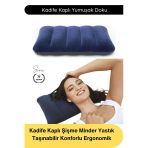 #Yastık Kadife Kaplı Şişme Minder Yastık Taşınabilir Konforlu Ergonomik Kamp Seyahat Oturma Destekli Havalı Yumuşak Daya