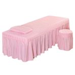 Yastık Kılıfı ve Tabure Kılıflı Masa Etek Seti, Spa Odası için Tam Kapak Daybed Yüz Dinlenme Deliği ve Fırfırlı Yatak Eteği dahil 3 Parça Kapak Seti (180x60 cm/71x24 Bej)