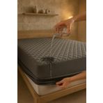 Yatak Alezi Pamuklu Kapitone Fitted Full Kenar Sıvı Geçirmez Yatak Koruyucu Gri (120 x 200)