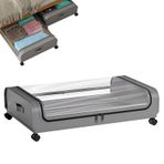 Yatak altı saklama kutusu giysi haddeleme saklama kutuları 31.5"x17.3" x 6.3" oyuncaklar/ayakkabılar için güçlendirilmiş sap toz geçirmez saklama torbaları yerden tasarruf çözümü.