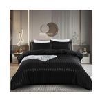 yatak çarşafı takımı 3 Parça Lüks İpeksi Saten Çizgili Nevresim Takımı Fermuarlı ve Köşe Bağları ile Çift Yönlü Yorgan Kılıfı Komple Yatak Takımı(EU King-220x240)