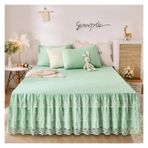Yatak elbisesi, Dantel Yatak Eteği Yastık Kılıfı Yatak Takımı Fitted Sheet Çok Renkli Çoklu Boyutlar 3'lü Paket(25,200x220cm 3pcs set)