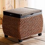 Yatak odası dekorasyonu için depolama alanlı rattan el yapımı sandıklı bank, ceviz kaplamalı deniz yosunundan rustik puf, 20 x 14 x 16 inç, ceviz her biri 52 x 36 x 40 cm