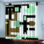 Yatak Odası için 3D Yeşil Nokta Karartma Perdeleri - Halkalı Üst, %95 Işık Engelleyici, 220 x 215 cm - Kız Odası, Oturma Odası, Ev Dekoru için Modern İç Mekan Perdeleri