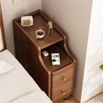 Yatak Odası için Ahşap Komodin, Depolamalı Küçük Komodin, Montaj Gerektirmez, Nizing Essentials için Kompakt Sehpa (Ceviz 20x40x50cm)