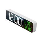 Yatak Odası için Dijital Çalar Saat Termometreli Elektronik Saat 2 Alarm 5 Seviye Parlaklık 40 Rign Bell Müzik Duvara Monte Aynalı Saatler Başucu Masası Ofis için USB Şarj