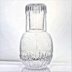 Yatak Odası Komodin için Su Sürahisi ve Cam Seti, 1 L Vintage Sürahi, Bardak Bardaklı Bardak, Kalınlaştırılmış Cam Gargara Sürahisi, Beyaz
