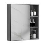 Yatak Odası Oturma Odası ve Tuvalet için Modern Alüminyum Banyo Ayna Dolabı Gri 24 x 4 x 26 inç