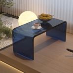 Yatak Odası ve Oturma Odası için Akrilik C Masası, Dizüstü Bilgisayar Tepsili Çok Amaçlı Şeffaf Yan Sehpa C Şekilli Sehpa Kanepe Sehpa Mavi 60 x 30 x 30
