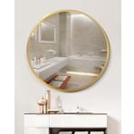 Yatak Odası/Oturma Odası için Büyük Modern Duvar Aynası Metal Çerçeveli HD Cam Duvara Monte Makyaj Aynası Siyah/Altın 50 cm