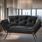 Yatak Olabilen Mekanizmalı Ikili Kanepe | Kolları Açılan Yataklı Koltuk | Modern & Fonksiyonel Çekyat - Füme
