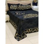 Yatak Örtüsü Gold Işlemeli Yatak Örtüsü ve Nevresim Set 10 Parça - 260 x 260 cm - Siyah
