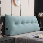 Yatak ve kanepe için dolgu sırt yastığı, yıkanabilir kılıflı büyük okuma yastığı, duvar oturma minderi, okuma ve TV için ideal, açık mavi - 60 cm