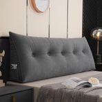 Yatak ve Kanepe için Ergonomik Okuma Yastığı, Yumuşak ve Nefes Alabilir, Çıkarılabilir Yıkanabilir Kadife Kılıf Yan Cep Sırt Desteği Minderi TV ve Okuma için Koyu Gri 60 cm