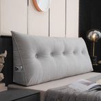 Yatak ve Koltuk için Büyük Sırt Yastığı - Yıkanabilir Okuma Yastığı, Duvar için Kama Destek Yastığı, Okuma ve TV için İdeal Açık Gri 60 cm Rahat Sırt Desteği