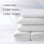 Yataş Eco Night Çift Kişilik Yorgan Yastık Alez Set - 195 x 215 cm - Beyaz