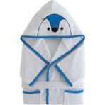 Yataş Pingu Kapüşonlu Bornoz Pamuk Bornoz Renk :mavi ve Beyaz 450 Gr/m² (3-4 Yaş) - 3 - 4 Yaş - Beyaz - Mavi