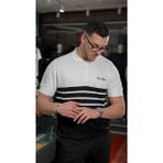 Yatay Çizgili Erkek Triko Polo T-Shirt – Lüks Dokunuşla Günlük Zarafet - 00-Beyaz - XXL