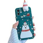 Yatchen iPhone 15 Pro Max için Noel Kılıfı, Sevimli Komik 3D Karikatür Noel Baba Tasarımı Kart Yuvalı Yumuşak TPU Ultra İnce Düşmeye Karşı Koruyucu Kılıf (Kutup Ayısı Yeşili, iPhone 15 Pro Max)