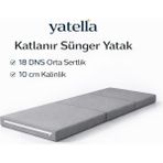 Yatella Katlanır Micro Cotton Sünger Yer Yatağı ve Minderi 10 cm 18 Dns Orta Sertlik Sünger - 80 x 180 cm - Gri