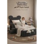 Yatella Luxury Tedyy Baza ve Başlıklı Montessori Full Sünger Yatak Seti 70 x 130 Antrasit