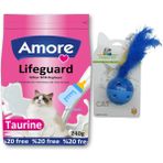 Yavru Kedi Süt Tozu Lifeguard 240GR, Biberon ve Tüylü Oyuncak Top Mavi - 240 Gr + Tüylü Mavi Top