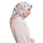 Yavruağzı Çiçek Dalı Desen Soft Eşarp