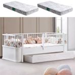 Yavrulu Karyola, Antalya Montessori Yavrulu Yatak - Beyaz + 2 Adet Comfort Yatak 90 X 190 Beyaz