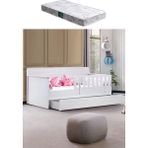 Yavrulu Karyola, Flora Yavrulu Montessori Karyola - Beyaz + 1 Adet Comfort Yatak - 90 x 190 cm