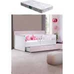 Yavrulu Karyola, Flora Yavrulu Montessori Karyola - Pembe + 1 Adet Comfort Yatak - 90 x 190 cm