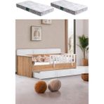 Yavrulu Karyola, Mira Yavrulu Montessori Karyola - Ceviz + 2 Adet Comfort Yatak - 90 x 190 cm
