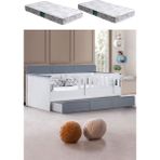Yavrulu Karyola, Mira Yavrulu Montessori Karyola - Gri + 2 Adet Comfort Yatak - 90 x 190 cm