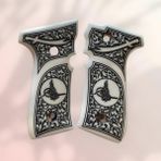 Yavuz 16 - Beretta F92 Osmanlı Tuğrası ve Zülfikar Kılıç Işlemeli Beyaz Sedef Kabze