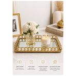 YAVUZHAN Aynalı Halka Detaylı Gold Dekoratif Tepsi Büyük (27x40)