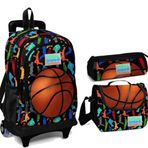 Yaygan Coral High Basketbol Baskılı Çekçek Tekerlekli Okul Çanta Seti - Renkli Okul Çantası