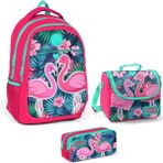 Yaygan Coral High Flamingo Kız Çocuk Okul Çanta Seti - Narçiçeği Renkli Üç Bölmeli Tasarım - Kırmızı Kuğu