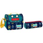 Yaygan Coral High Lacivert Robot Erkek Çocuk Beslenme Çantası ve Kalemlik Seti Termal Malzeme ile