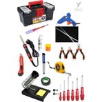 Yayke 22 Parça El Aleti Seti,dolu 14INÇ Takım Çantası (60WATT Lehim HAVYA+20WATT Silikon Tabancası) - Kırmızı