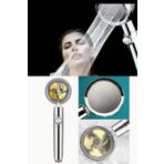 Yayke Duş Başlığı Turbo Basınçlı Ayarlanabilir Start Stop Tuş Su Tasarrufu 360 Döner (gold)
