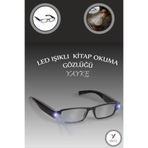 Yayke Siyah Kitap Okuma Gözlüğü Led Işıklı Camsız Çerçeve 2 Led Işıklı