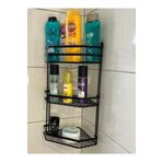 YAYLI DEKOR Üç Katlı Siyah Banyo Köşe Rafı