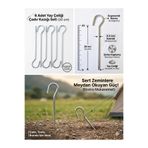 yaylink 6 Adet Yüksek Dayanımlı Çelik Kamp Çadır Branda Tente Kazığı Gölgelik Sabitleme Çivisi (20 cm x 4.5 mm)