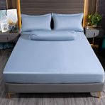 Yaz Buz İpek Nevresim Takımı 3 Parça Nefes Alabilir Katlanır Mat ve Lastikli Çarşaf Soğutma Konforu Aile için Saten Yumuşak 200 x 220 cm + 25 cm Sıcak Havalar için Mükemmel
