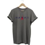 Yaz Deniz Hawaii Yazı Baskılı Tekne %100 Pamuk Regular Fit Bisiklet Yaka T-Shirt - 2XL - Gri
