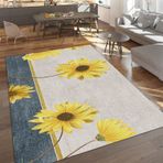 Yaz Güneş Işığı Ayçiçeği Alan Halısı Kaymaz Lateks Halı Çocuk Odası için Makinede Yıkanabilir Oturma Odası Yatak Odası Yemek Odası Çiftlik Evi için İdeal - 60 x 100 cm