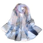 Yaz kadın güneş kremi Georgette ipek eşarp sahil plaj havlusu toptan ince ipek eşarp eşarp önlük büyük şal, 4 # Lotus Yaprağı Kraliyet Mavisi, Tek Beden