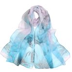Yaz kadın güneş kremi Georgette ipek eşarp sahil plaj havlusu toptan ince ipek eşarp eşarp önlük büyük şal, 6 # Lotus Yaprak-Su Mavisi, Tek Beden