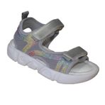 Yaz Kış Ayakkabı YAZKIŞ Kız Çocuk Siyah Gri Üzeri Taşlı Kalın Comfort Taban Çırtlı Triko Spor Sandalet Gri 32